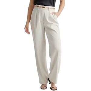 New Quince Women’s Size 4/28” Stretch Crepe Pleated Wide Leg Pant Sand Beige